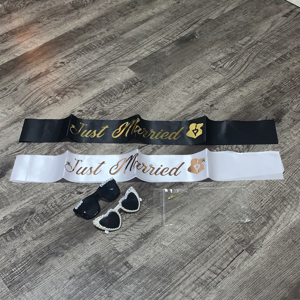 Just Married Glasses & Sash